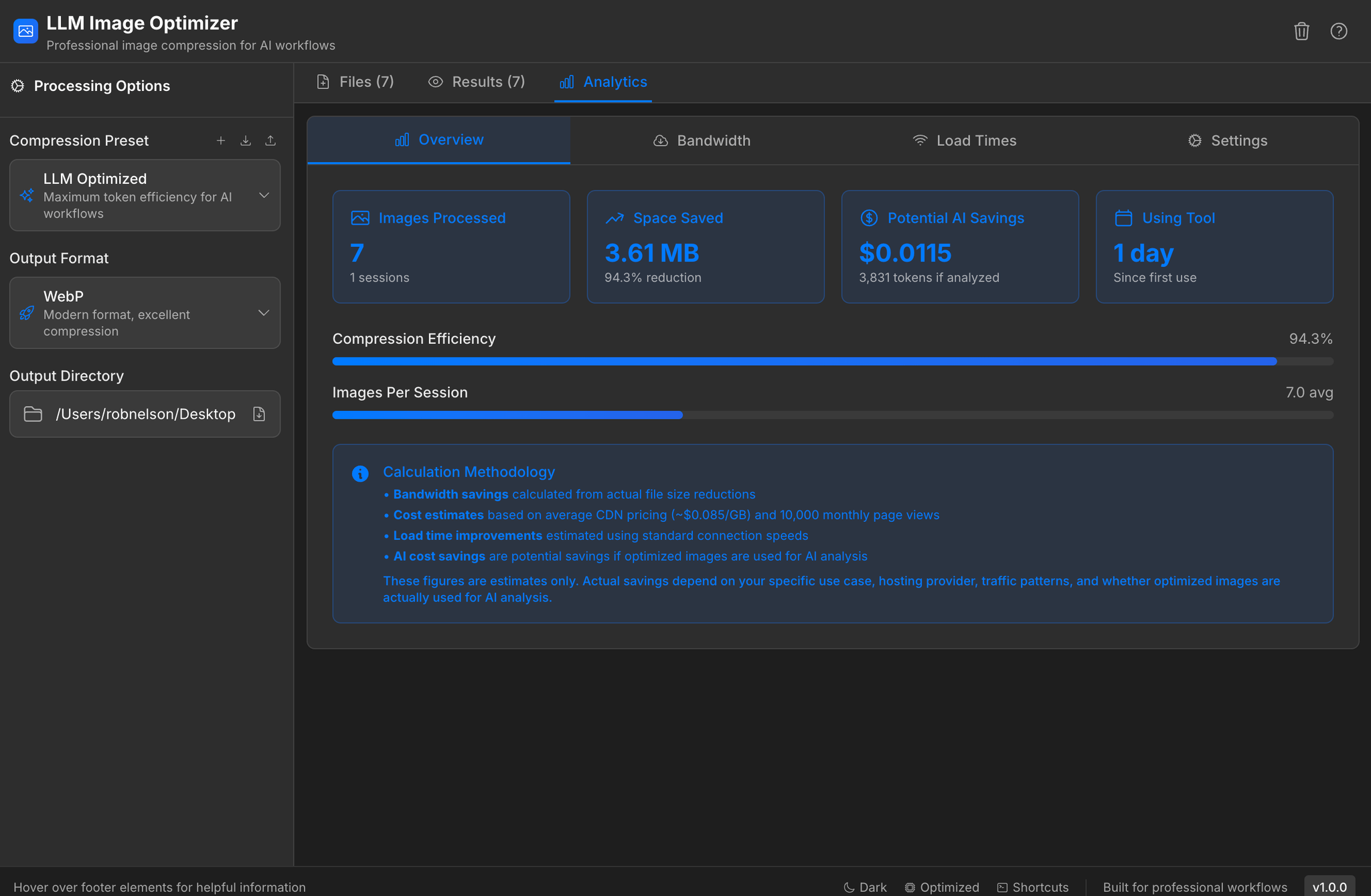 Main application interface showing native desktop app design and performance