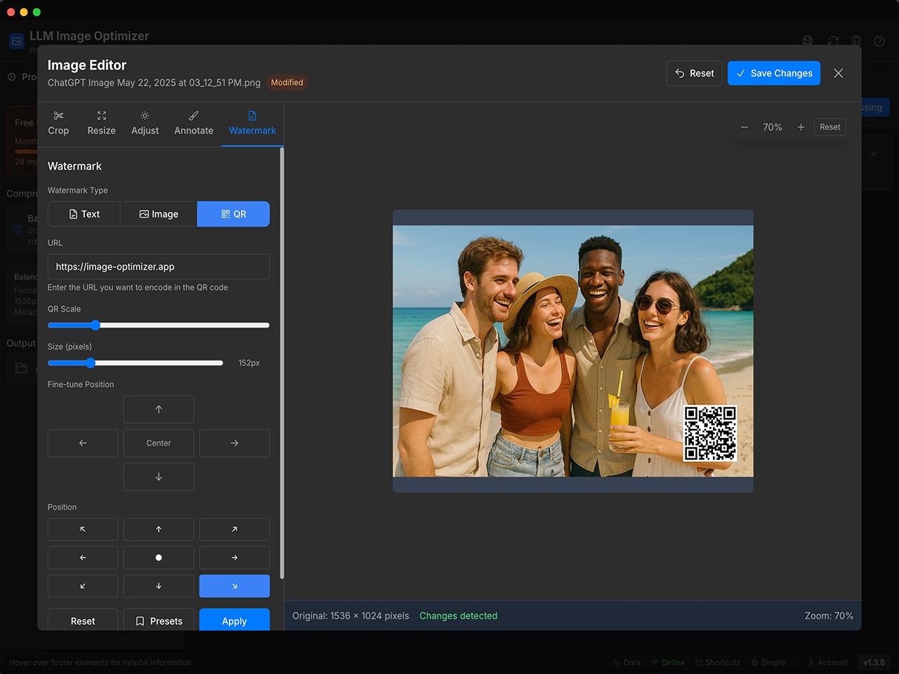 WordPress plugin watermark and QR code editing tools showing professional image enhancement capabilities